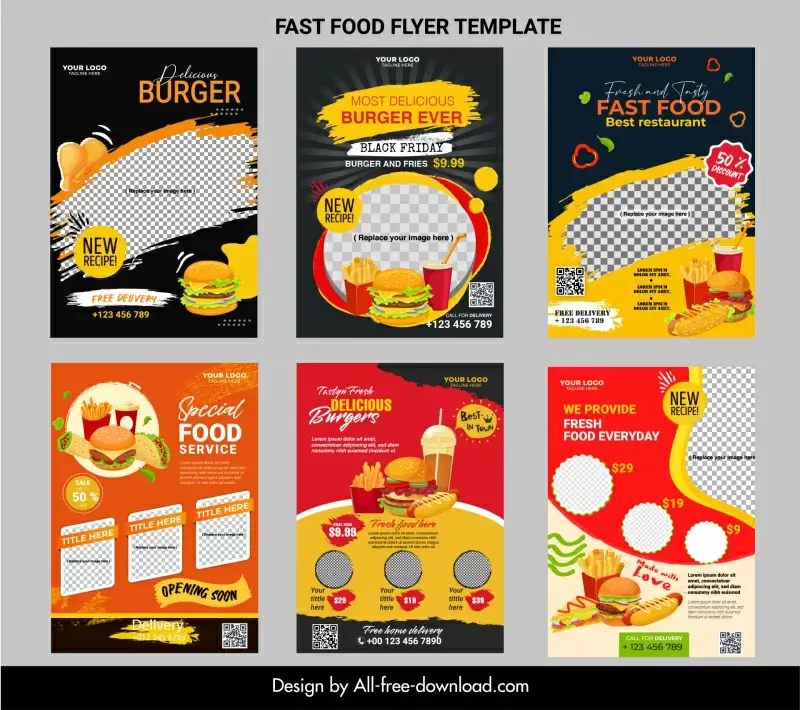 fast food flyer templates collection modern elegance 