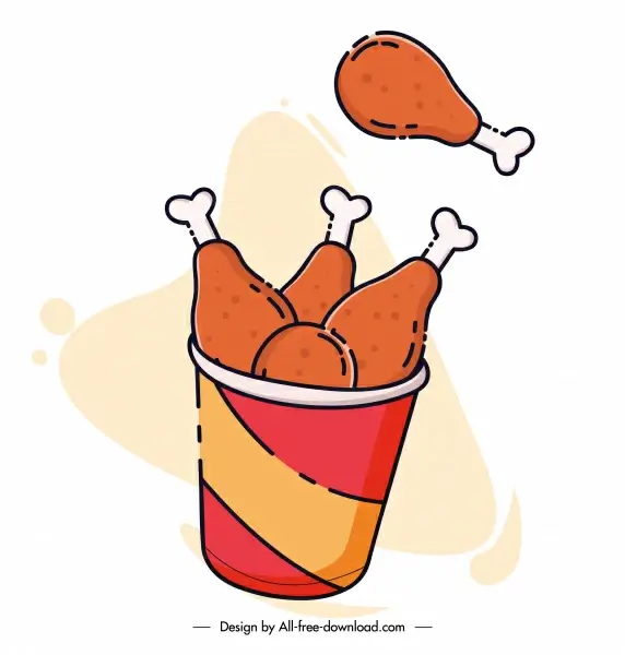 fast food icon dynamic fried chicken sketch