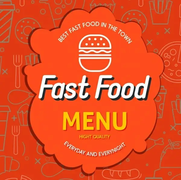 fast food menu cover red paper cut decor