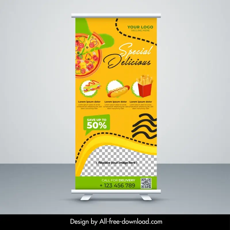 fast food restaurant banner template elegant roll up design