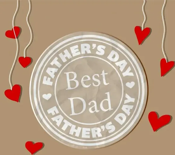 father day background seal style red hearts icons
