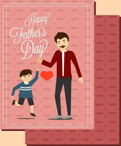 father day card colored human icons pink backdrop