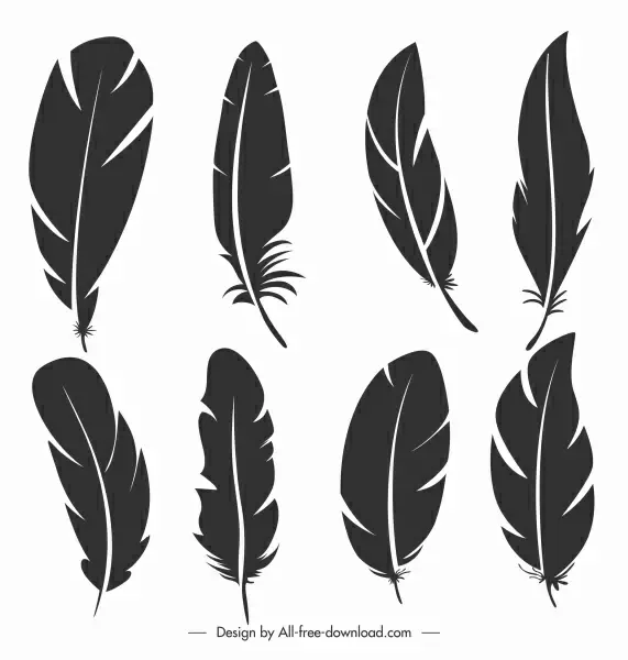 feathers icons dark black flat sketch