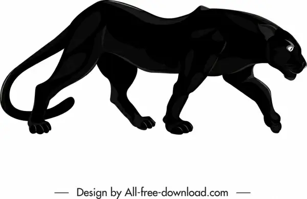 feline species icon black panther sketch