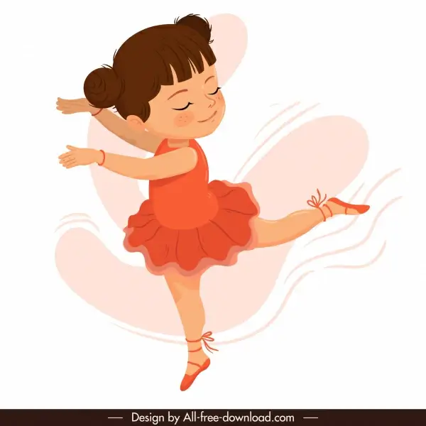 female ballerina icon dancing gesture cartoon character