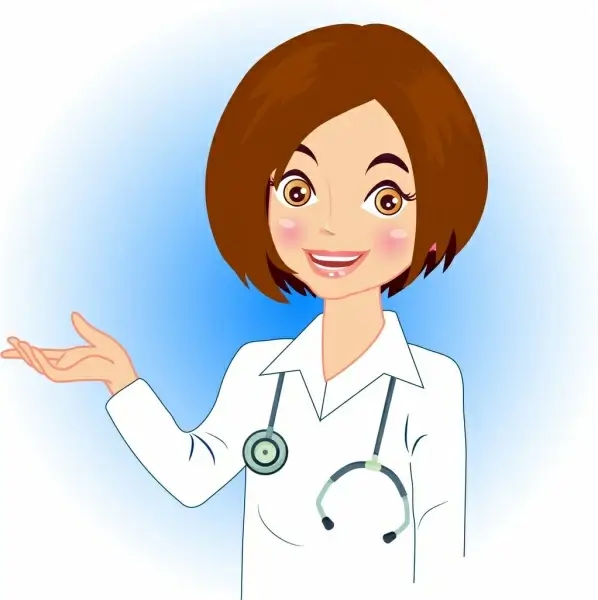 female doctor icon cartoon character design