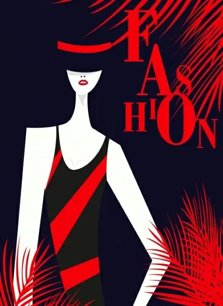female fashion banner dark black red decor