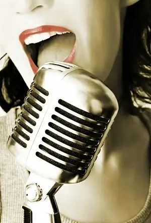 female singer in the recording closeup picture