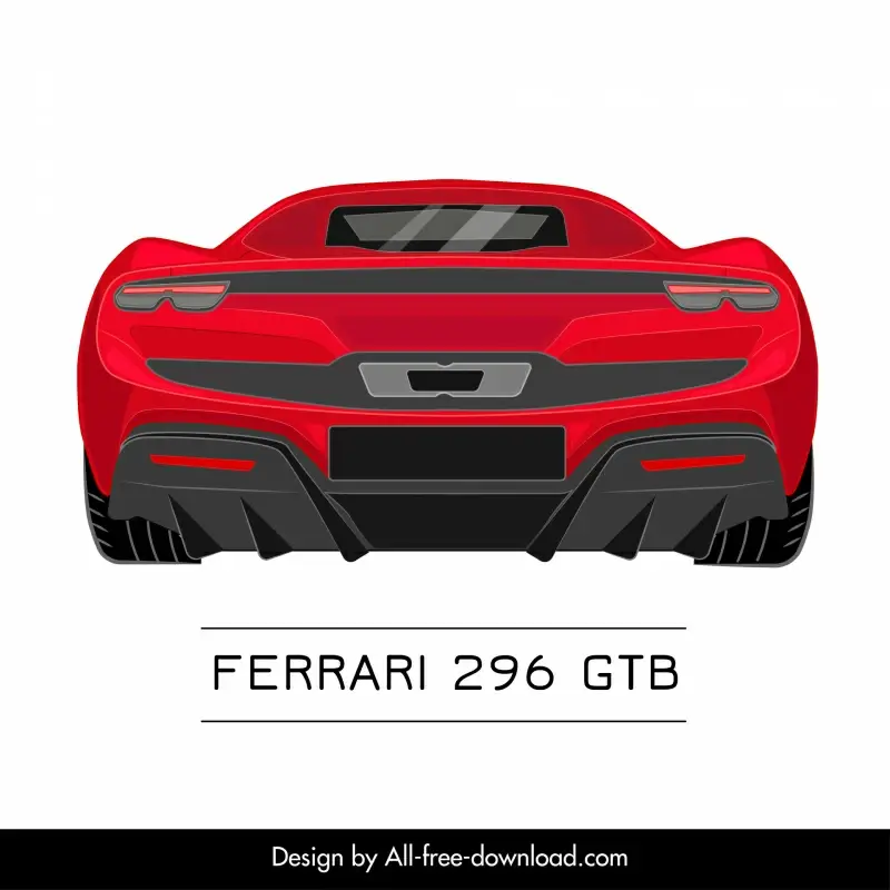 ferrari 296 gtb car model advertising template modern back view sketch symmetric design