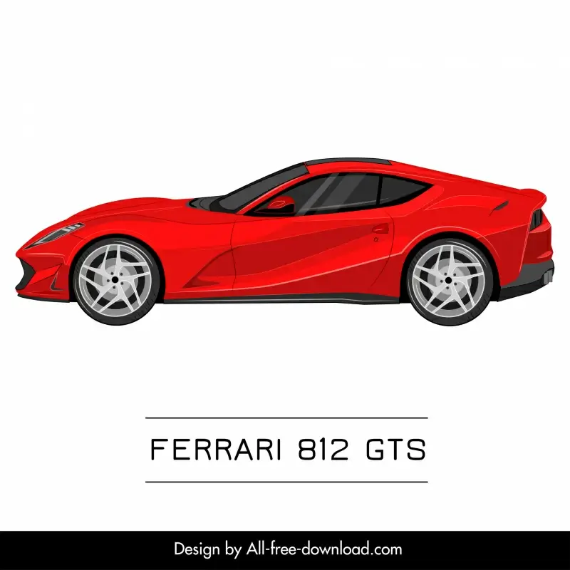 ferrari 812 gts car model advertising template modern side view design 