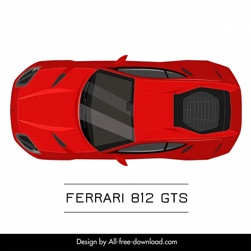 ferrari 812 gts car model advertising template symmetric top view design 
