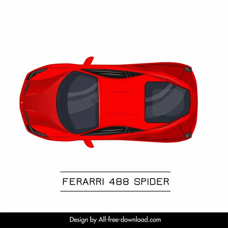 ferrarri 488 spider car model advertising template modern top view outline symmetric design