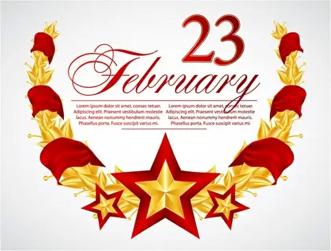 festival elements of february and stars design vector