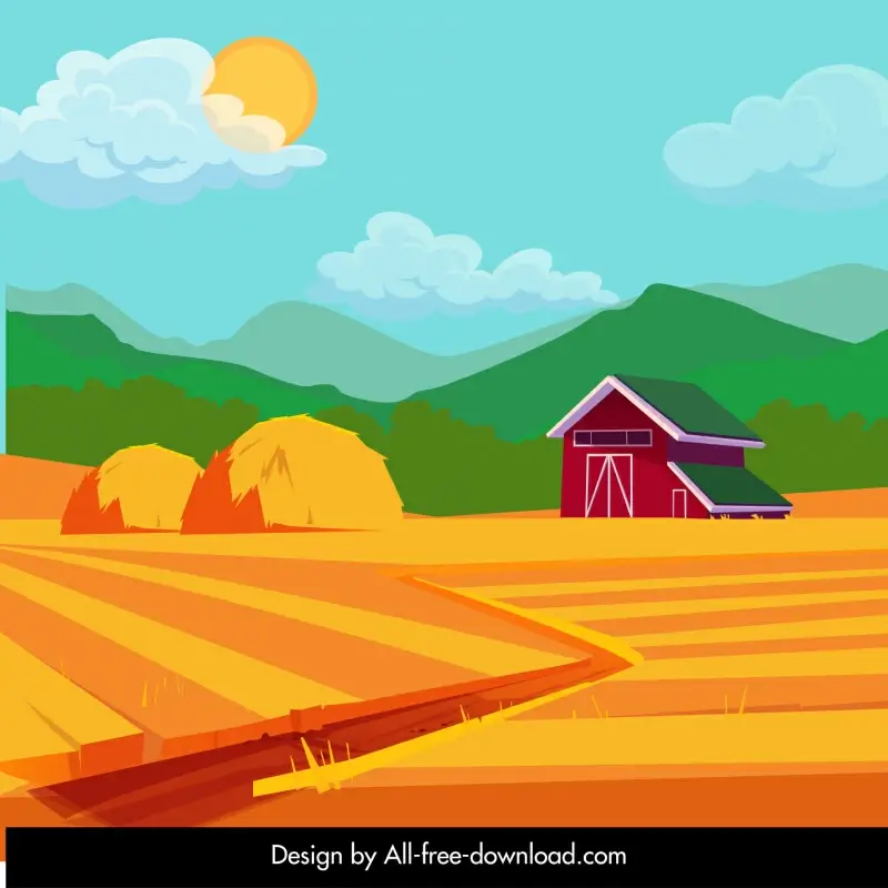 field landscape backdrop template farm rural scene serenity design 