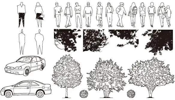 figure automobile trees vector