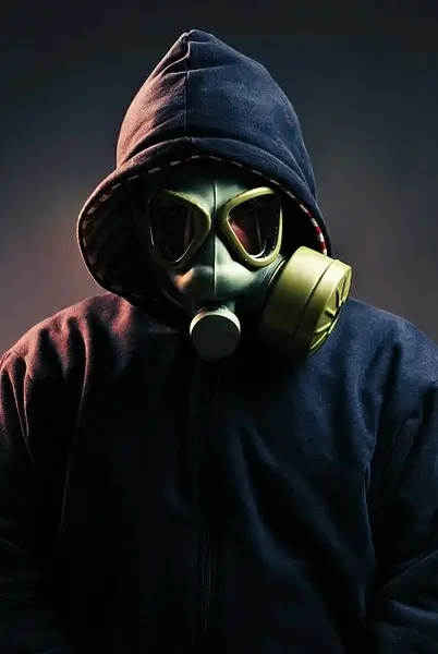 figure wearing a gas mask picture 1