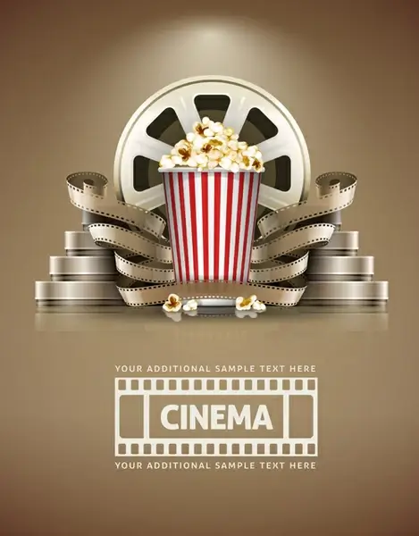 film with popcorn cinema poster vector
