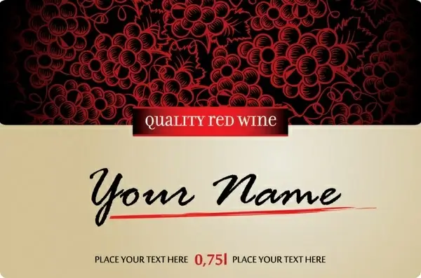 premium wine label template elegant contrast grapes decor