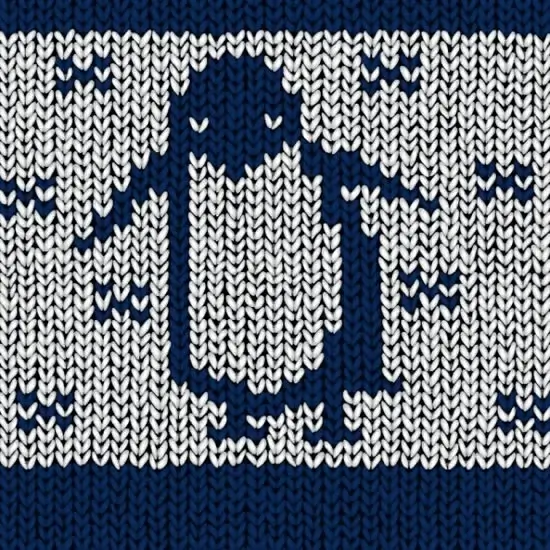 woolen pattern template penguin icon blue white decor