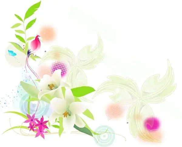 spring background colorful bird and flowers design