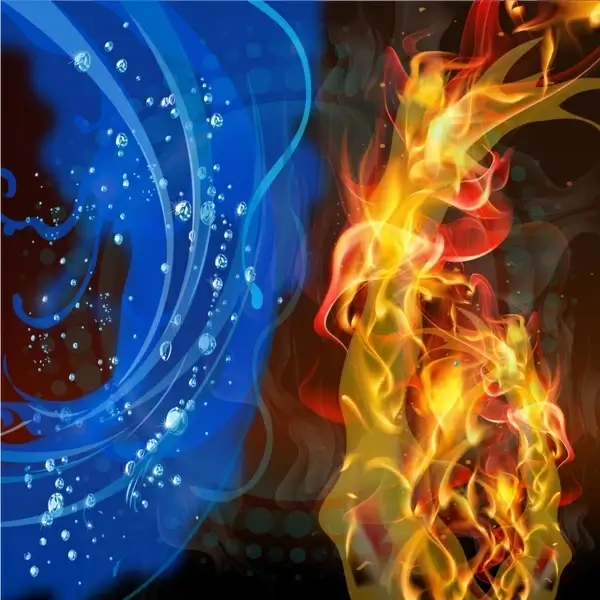 Fire and water abstract background