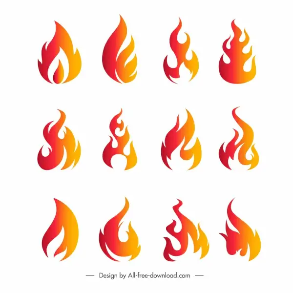 fire logotypes flat orange decor dynamic modern design