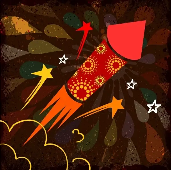 fireworks background design rocket decoration colorful vignette style