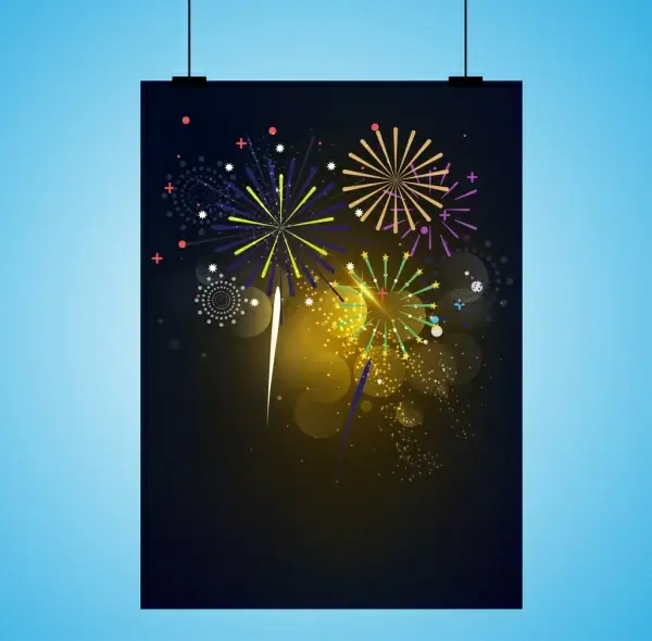 fireworks background template colorful sparkling design