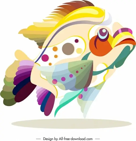 fish animal icon colorful flat sketch