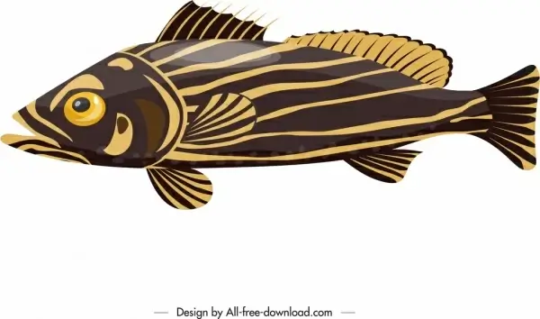 fish icon yellow brown flat design