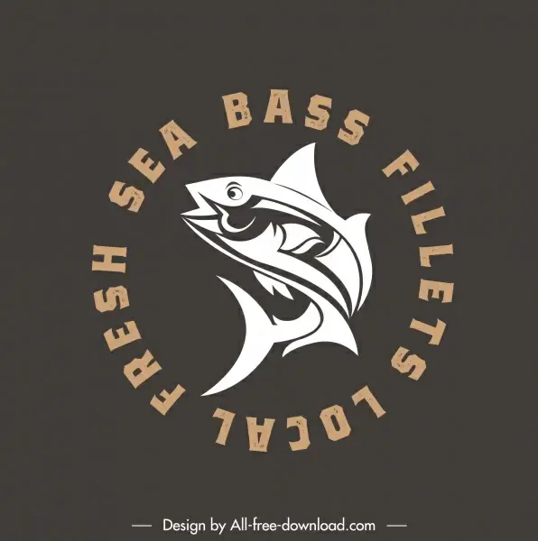 fish logo template flat dynamic handdrawn sketch
