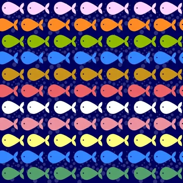 fishes background colorful icons flat repeating design