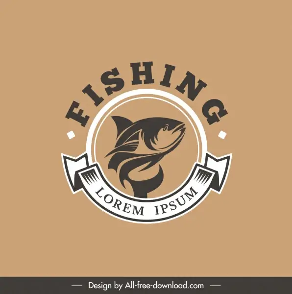 fishing logo template circle classic design ribbon decor