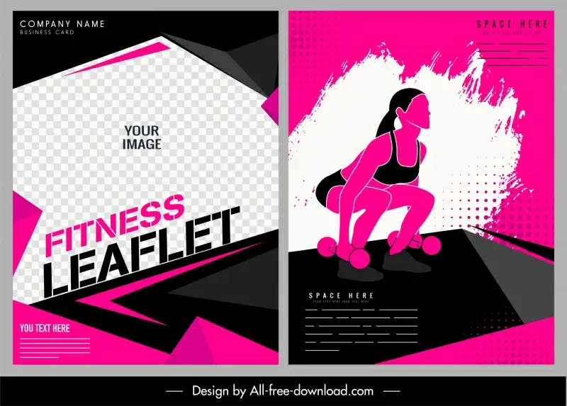 fitness leaflet template dynamic grunge geometric contrast decor