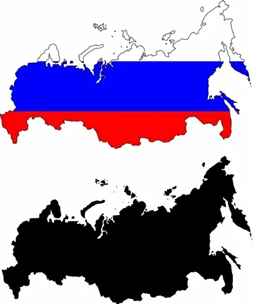 russia map background flag colors black white sketch