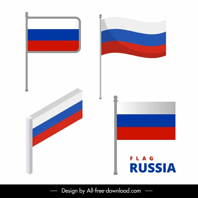 flag russia design elements modern flat 3d sketch