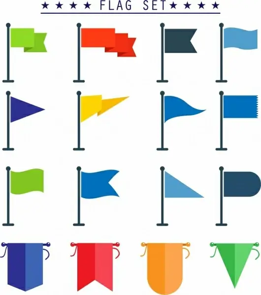 flag template sets various colored shapes isolation