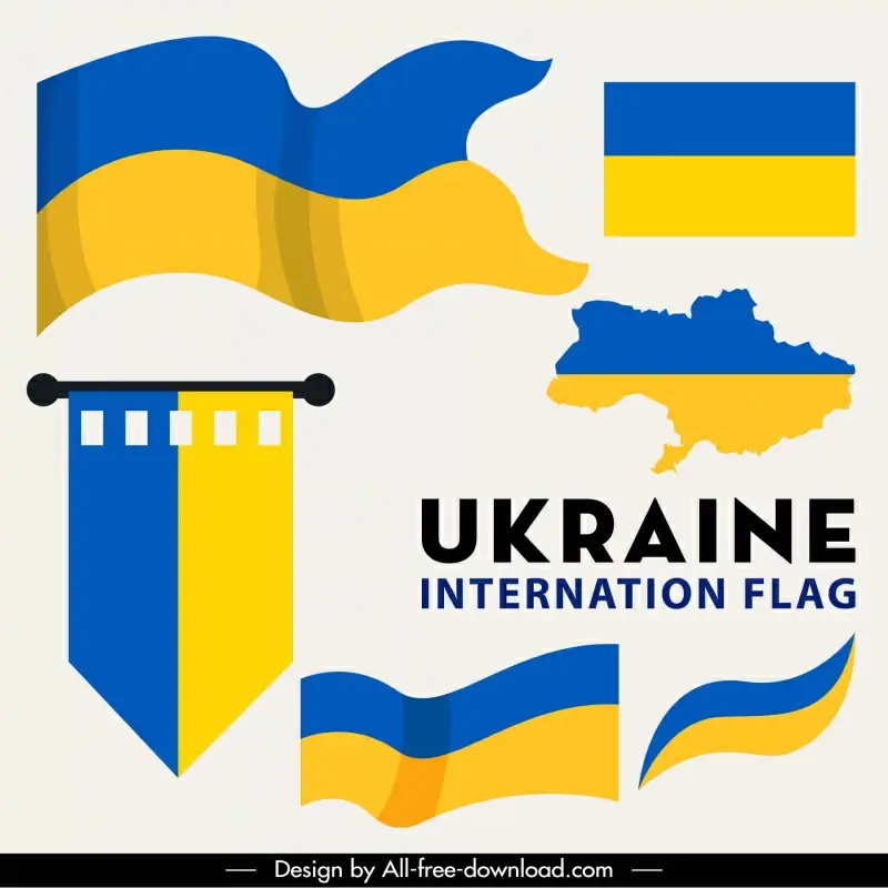 flag ukraine internation design elements flag map elements sketch