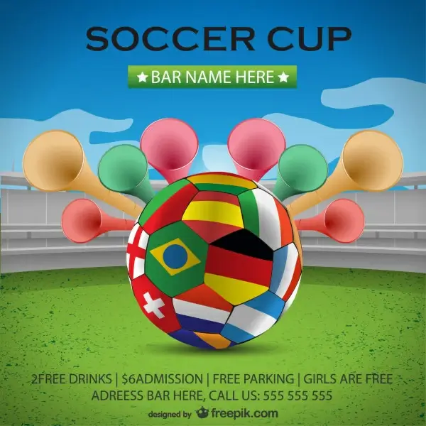 flag with football world cup creative background