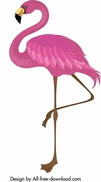 flamingo icon pink sketch cartoon design