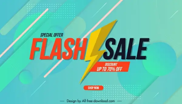 flash sale poster modern bright decor thunderbolt sketch