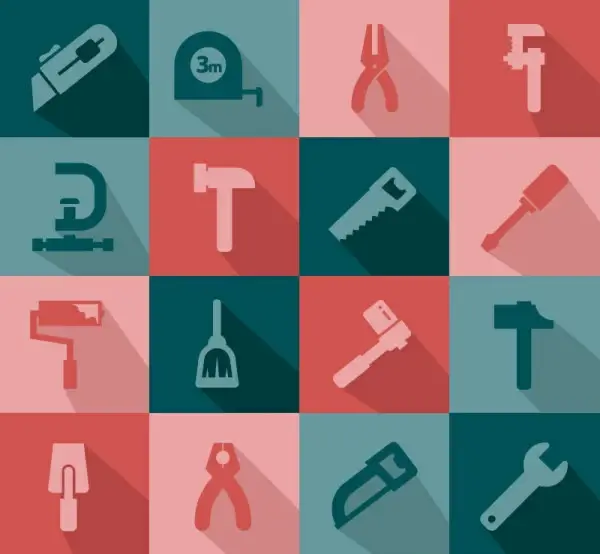 flat life tool icons vector