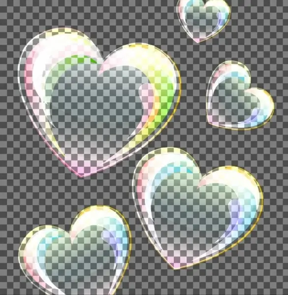 floating hearts background multicolored transparent design