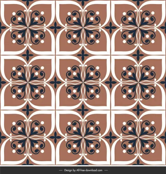 floor tile pattern template symmetrical flat repeating floral