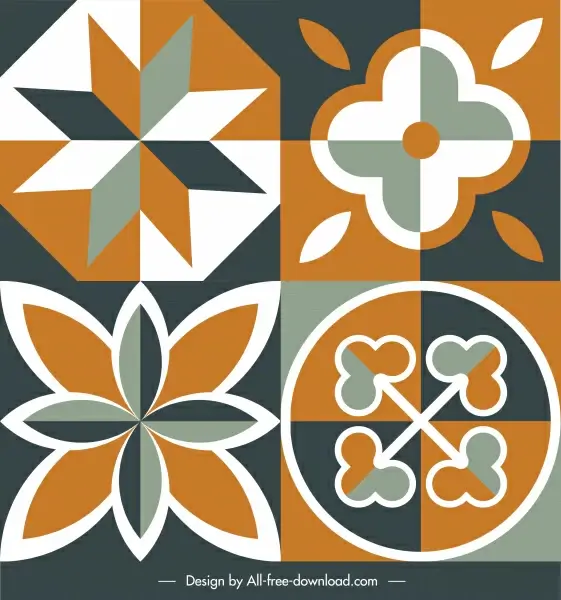 flooring tile decor elements elegant flat symmetrical flora