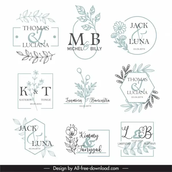 flora logo templates elegant bright classical sketch