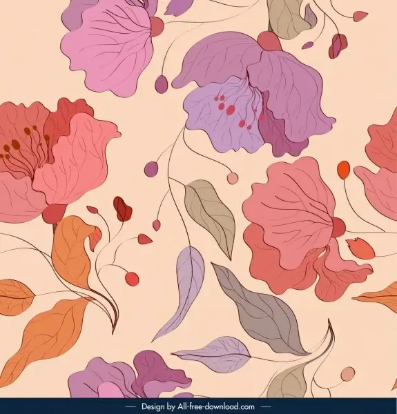 flora pattern template colorful classical sketch