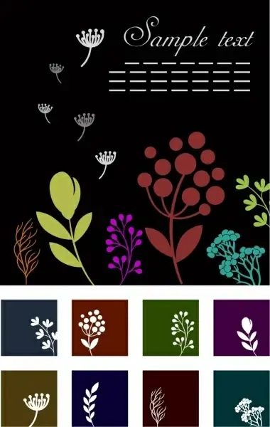 floral background design elements various colored flowers icons