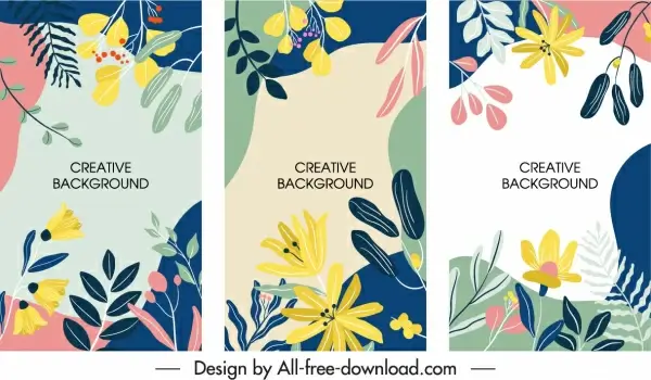 floral background templates colorful classic flat handdrawn