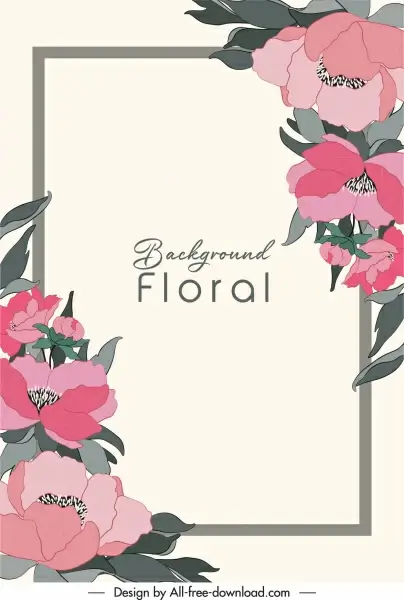 floral border template elegant classical handdrawn decor